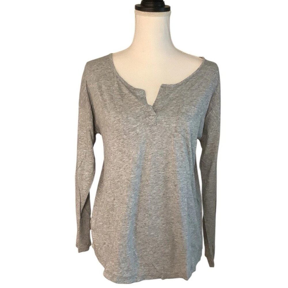 Vineyard Vines Womens Gray Long Sleeve Pocket Tee Shirt Size XS